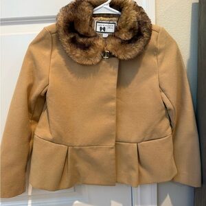 Janie and Jack Brown Faux Fur Coat with Tan Lining